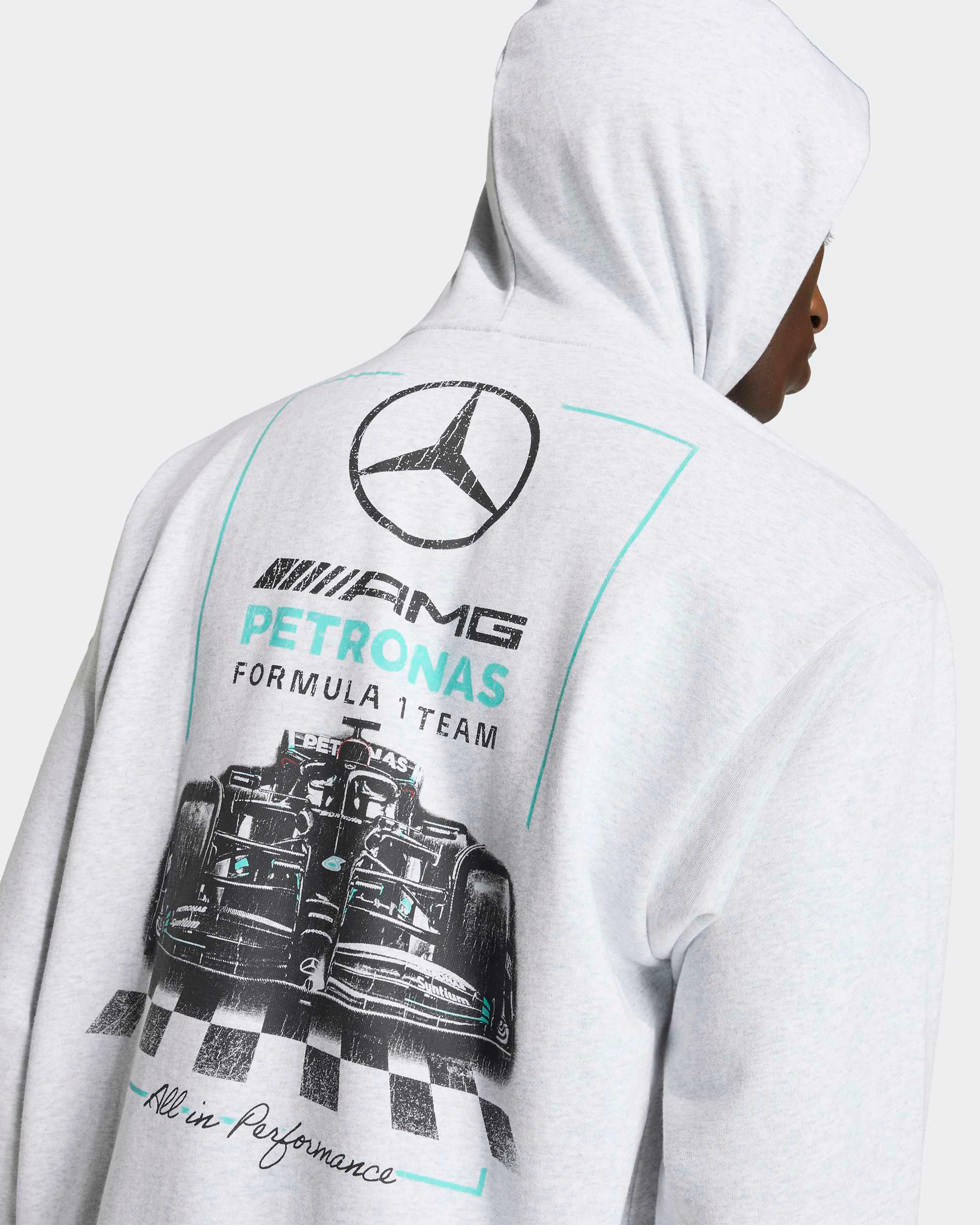 Mens Graphic Race Hoody Grey - Image 5