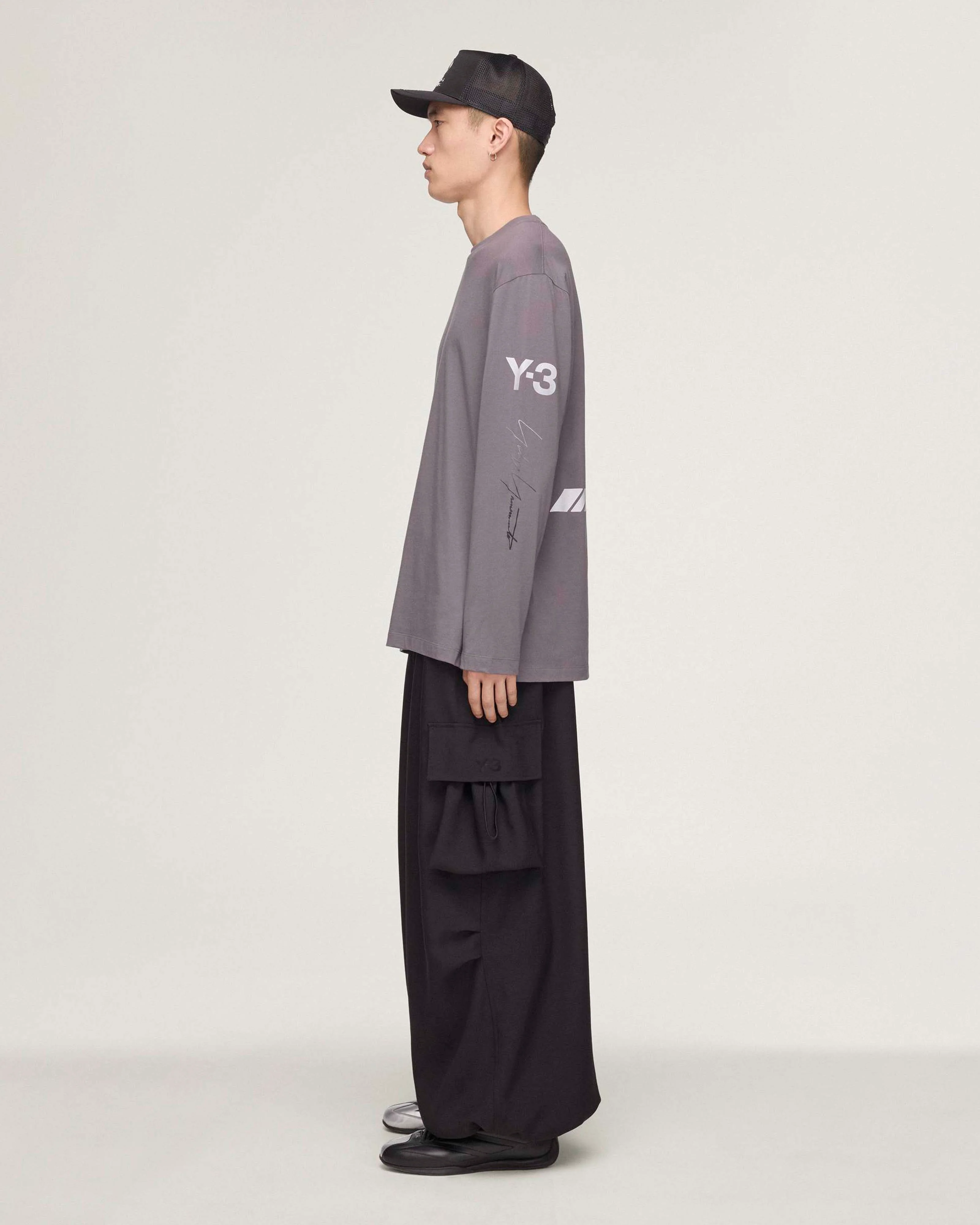 Y-3 Chaos Long-Sleeve T-shirt Grey - Image 3