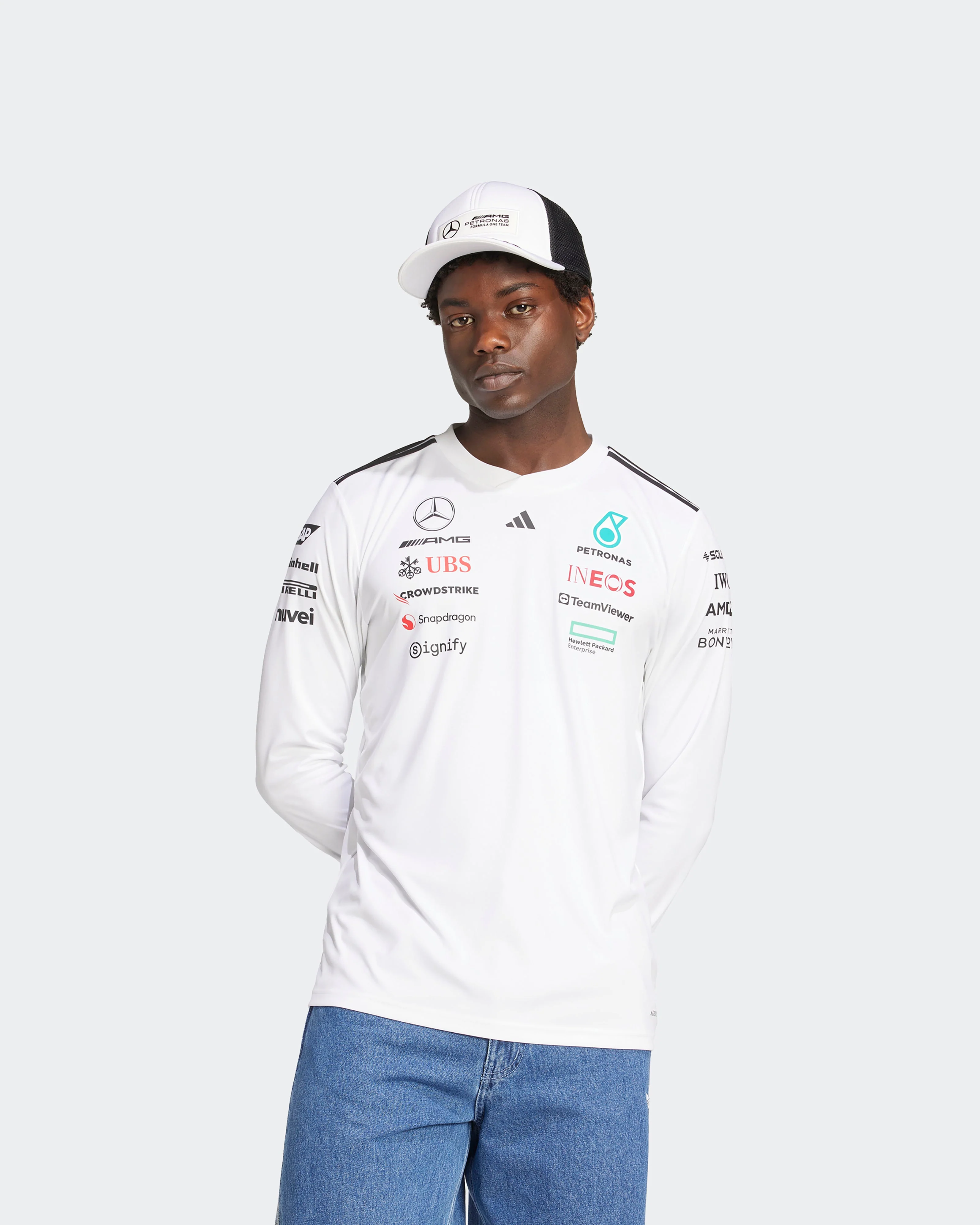 Mens 2025 Team Long Sleeve Driver Tee White - Image 3