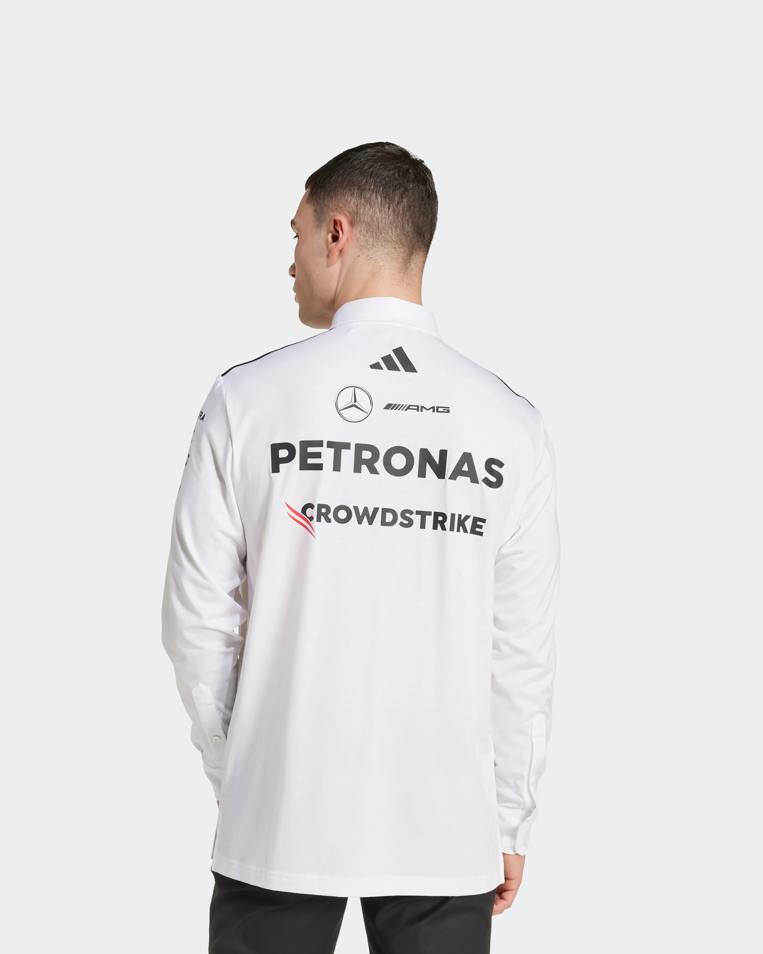 Mens 2025 Team Long Sleeve Polo White - Image 2