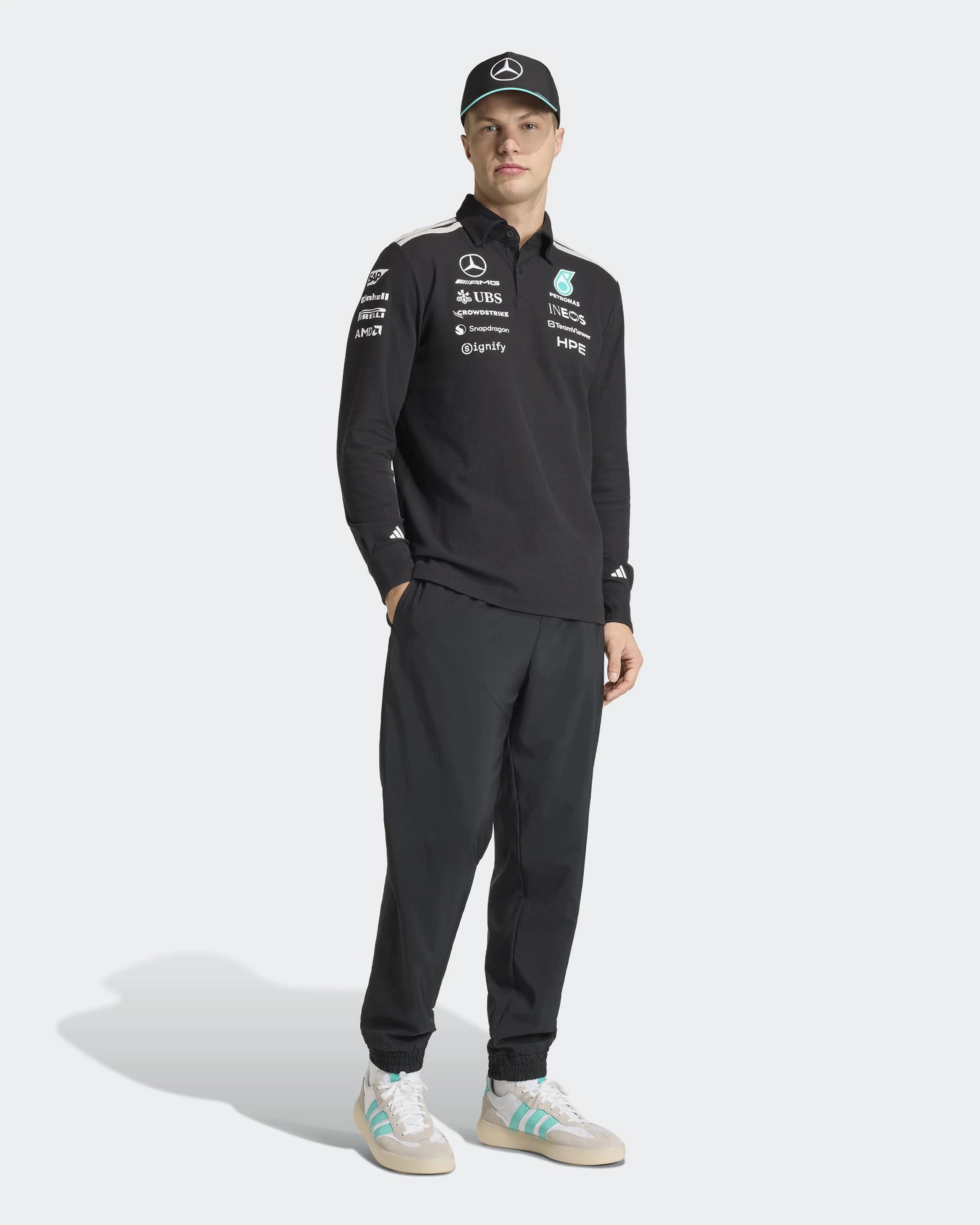 Mens 2026 Team Long-Sleeve Polo Black - Image 3