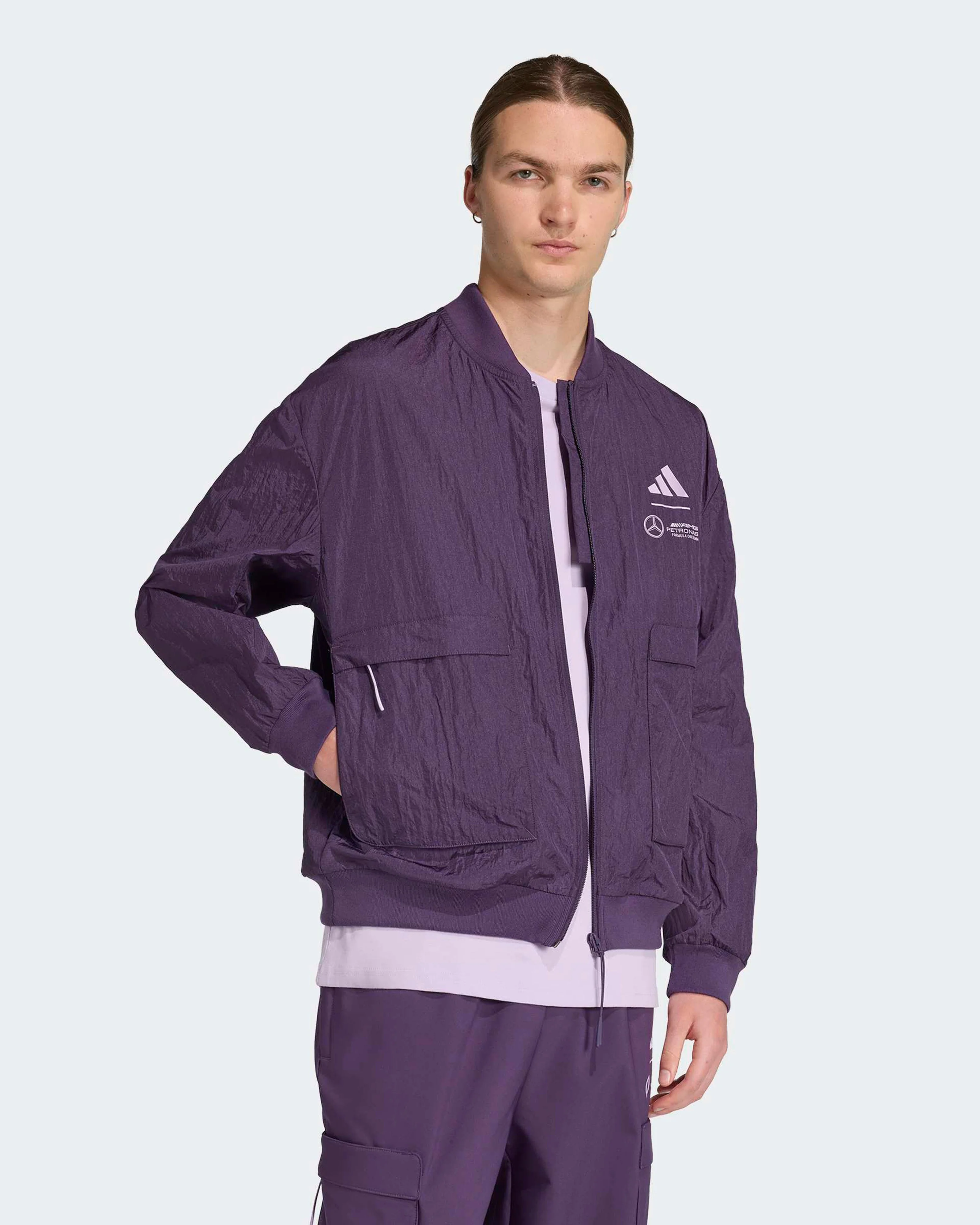 Mens Premium Woven Bomber Jacket Purple - Image 3