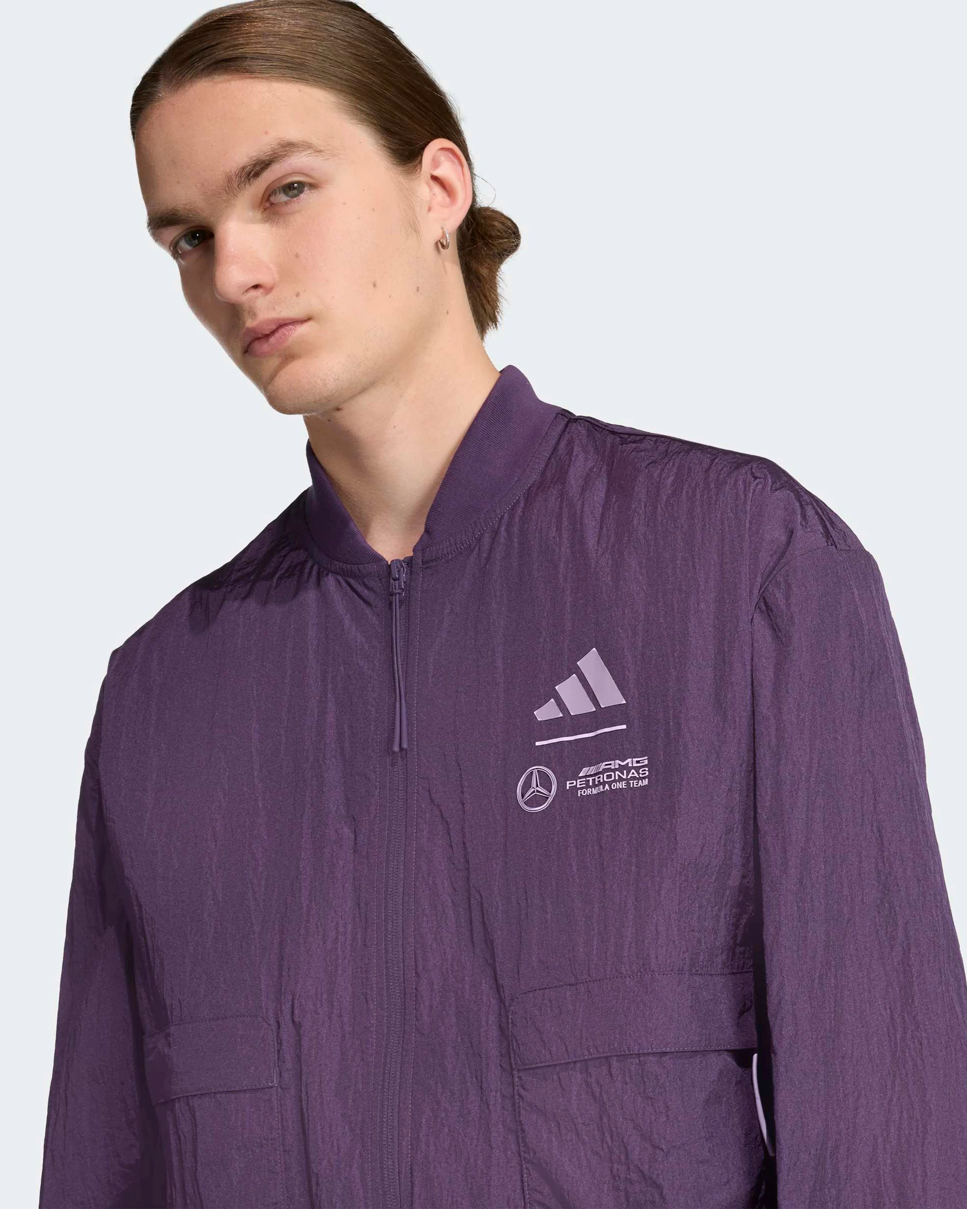 Mens Premium Woven Bomber Jacket Purple - Image 4