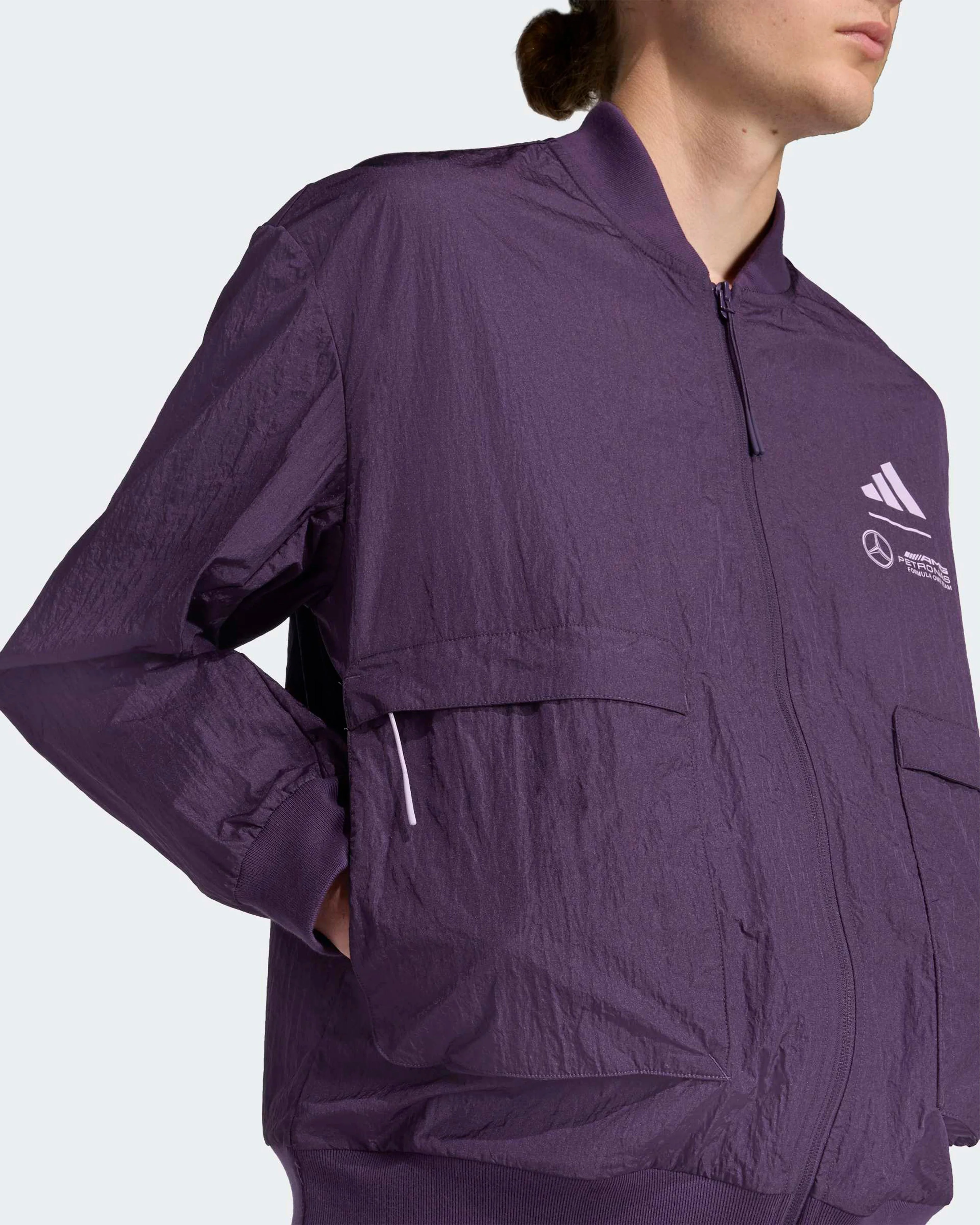 Mens Premium Woven Bomber Jacket Purple - Image 5