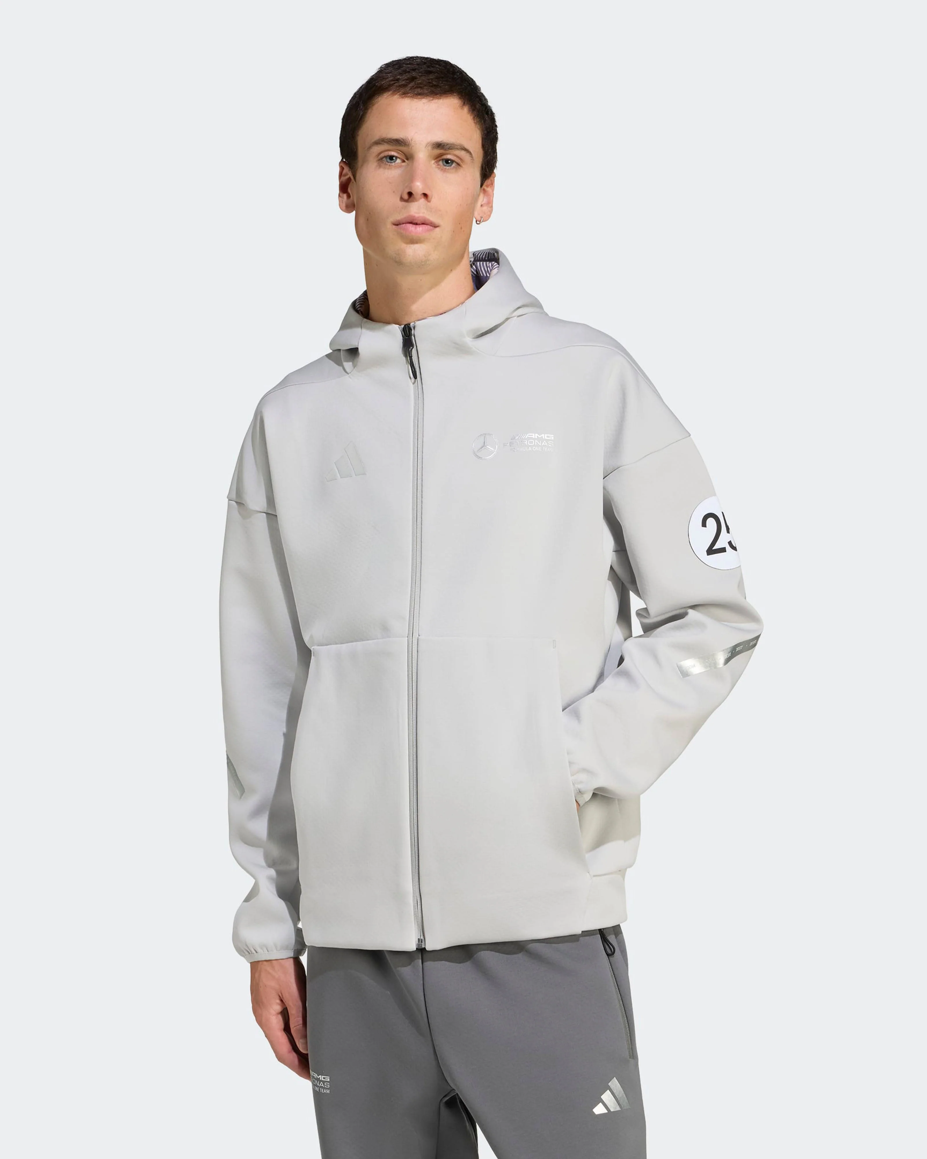 Mens Silver Arrows Full-Zip Hoody Grey - Image 2