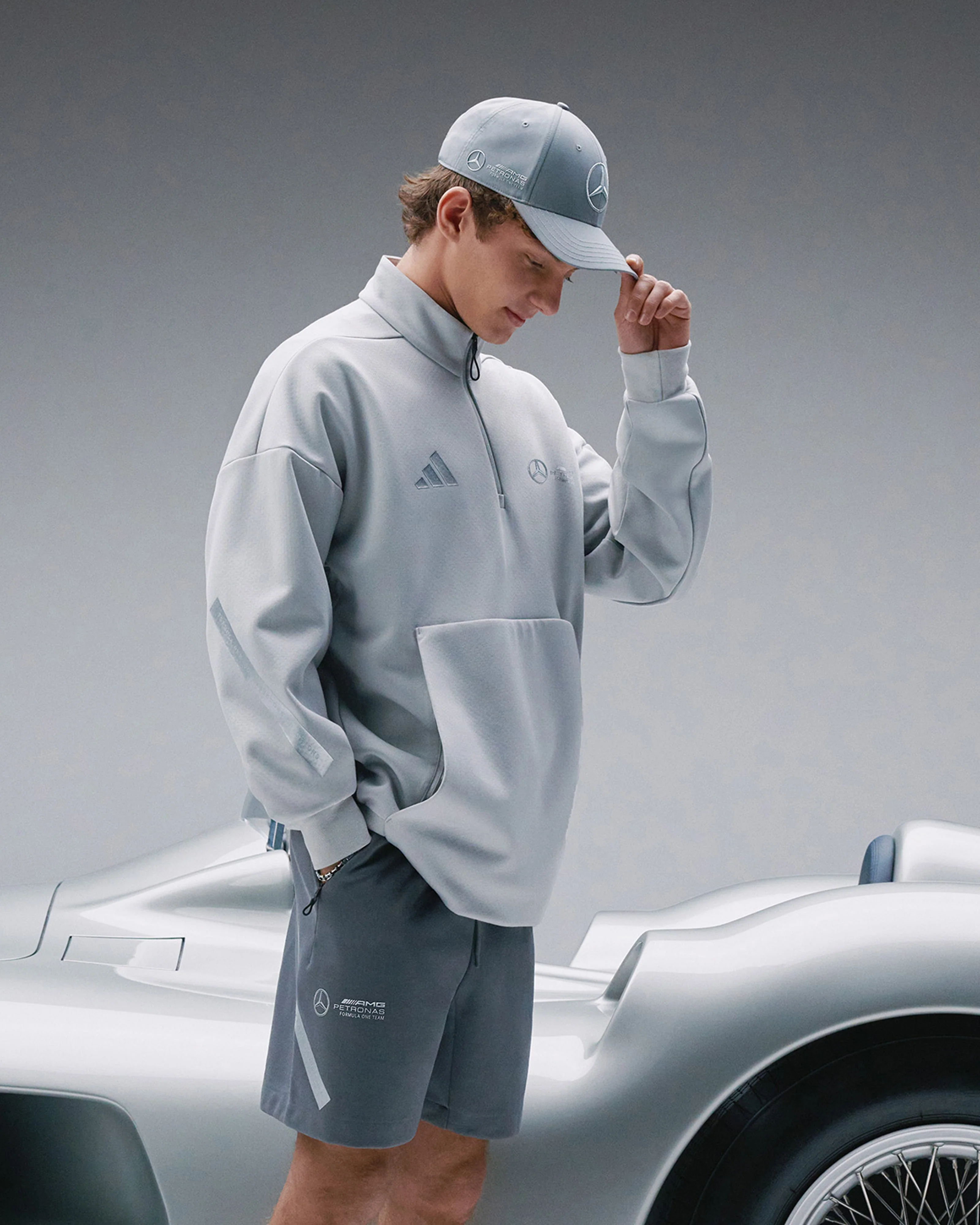 Mens Silver Arrows Quarter Zip Grey - Image 2