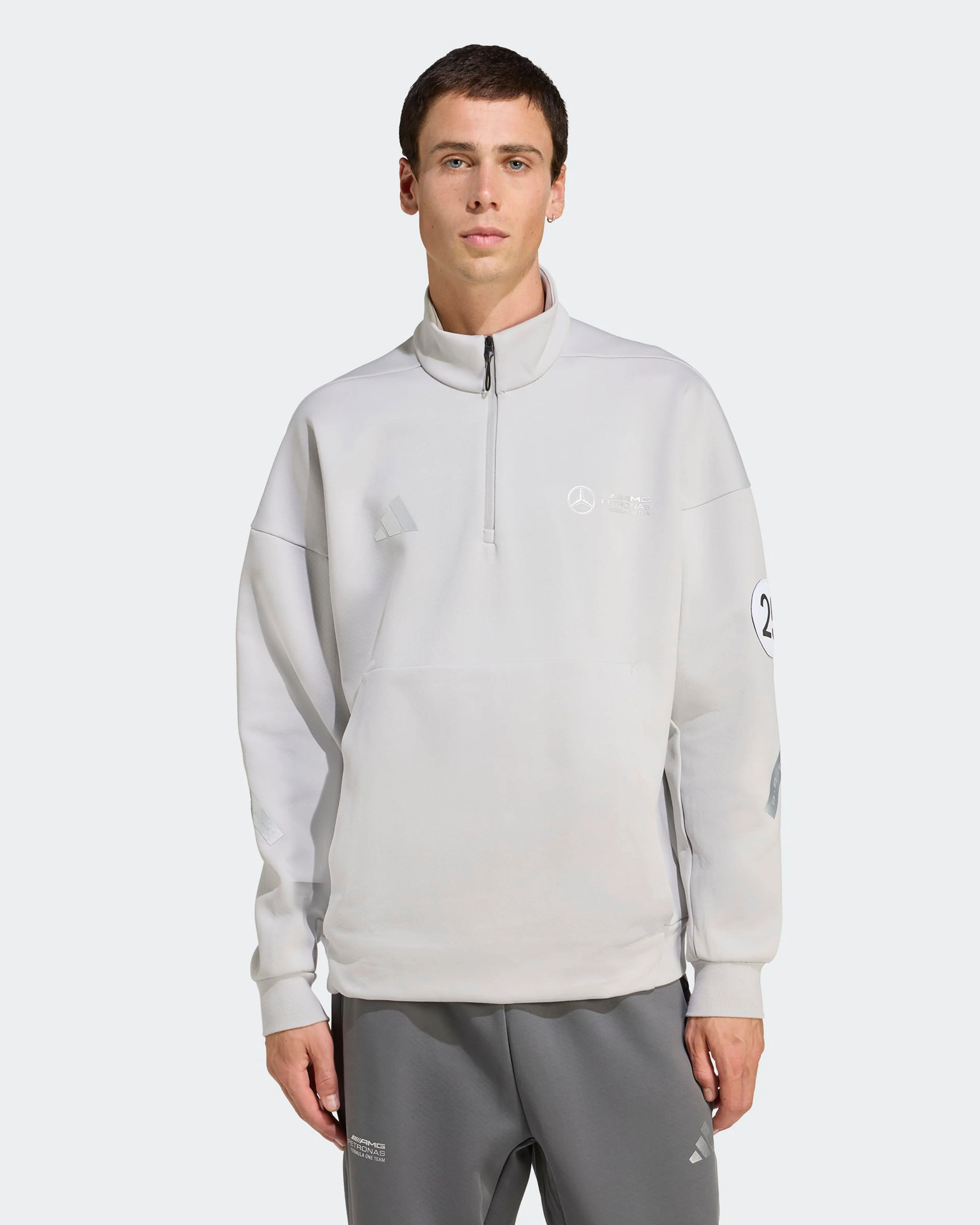 Mens Silver Arrows Quarter Zip Grey - Image 3