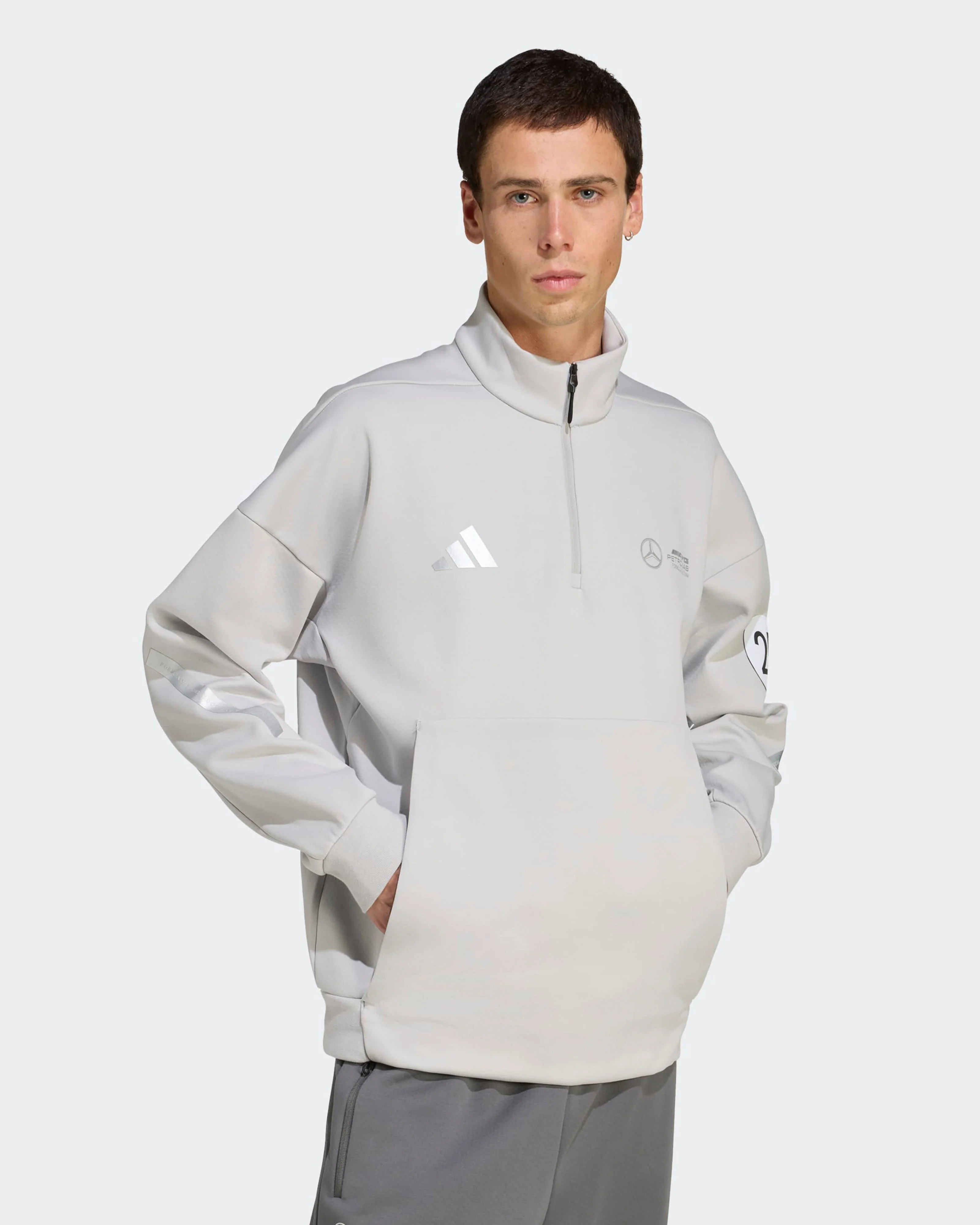 Mens Silver Arrows Quarter Zip Grey - Image 8