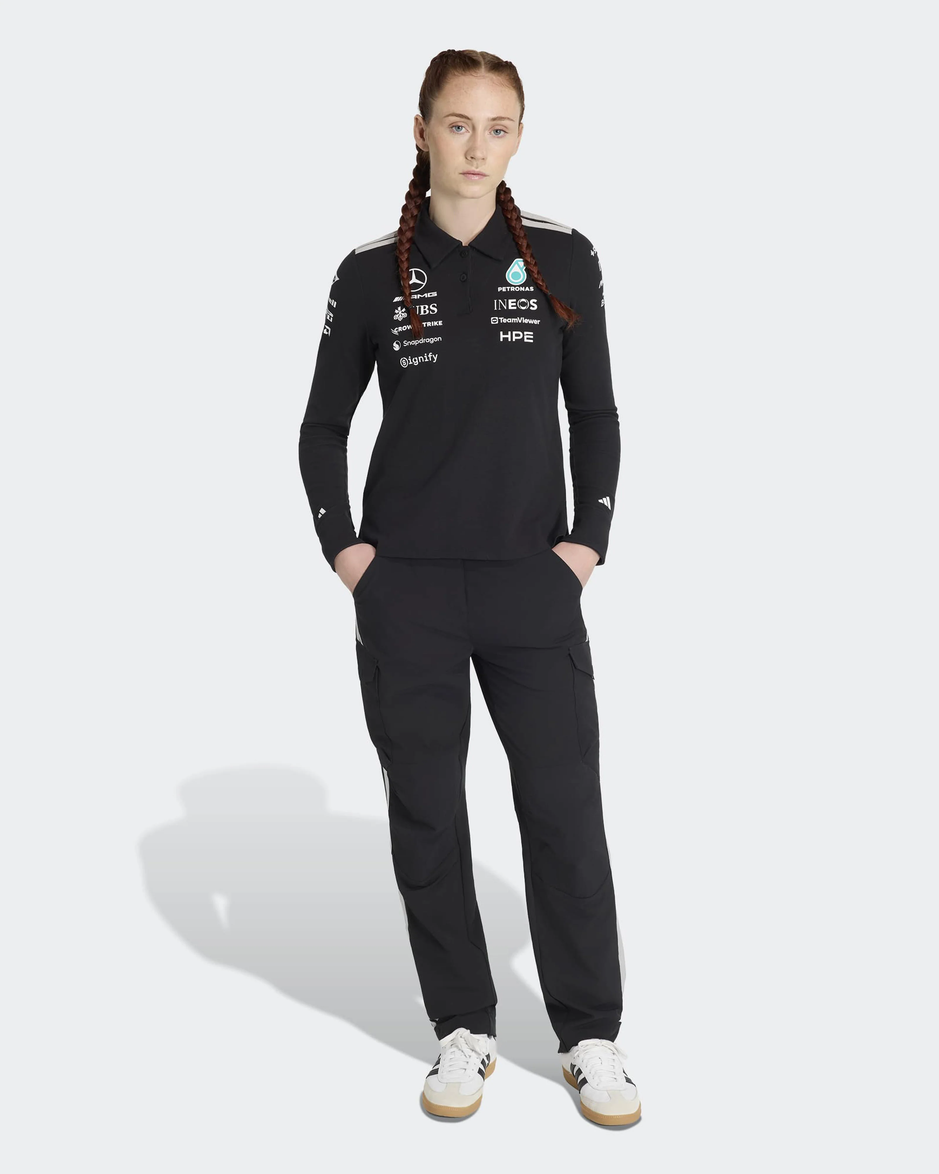 Womens 2026 Team Long-Sleeve Polo Black - Image 3