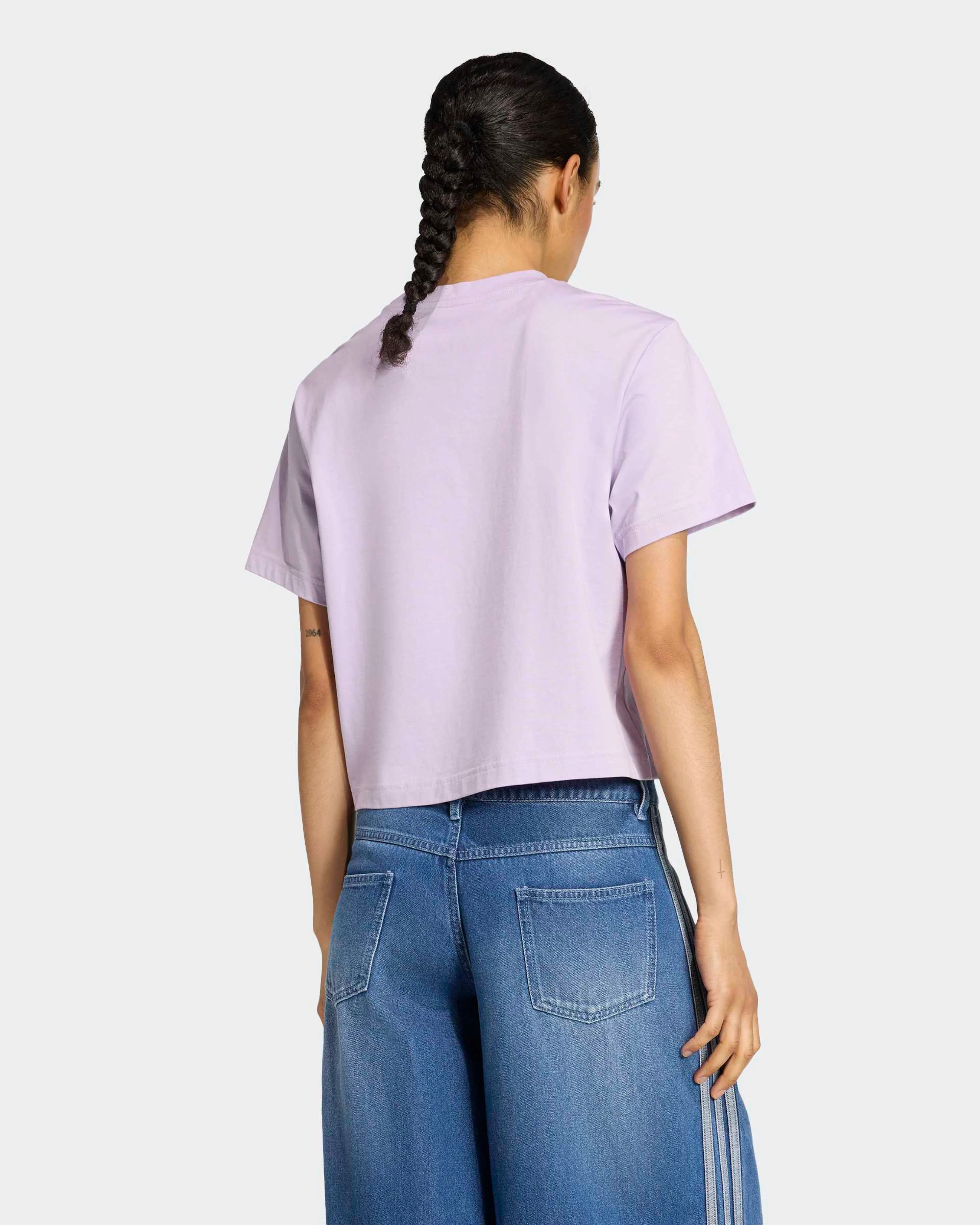 Womens Premium Woven Crop T-shirt Purple - Image 3