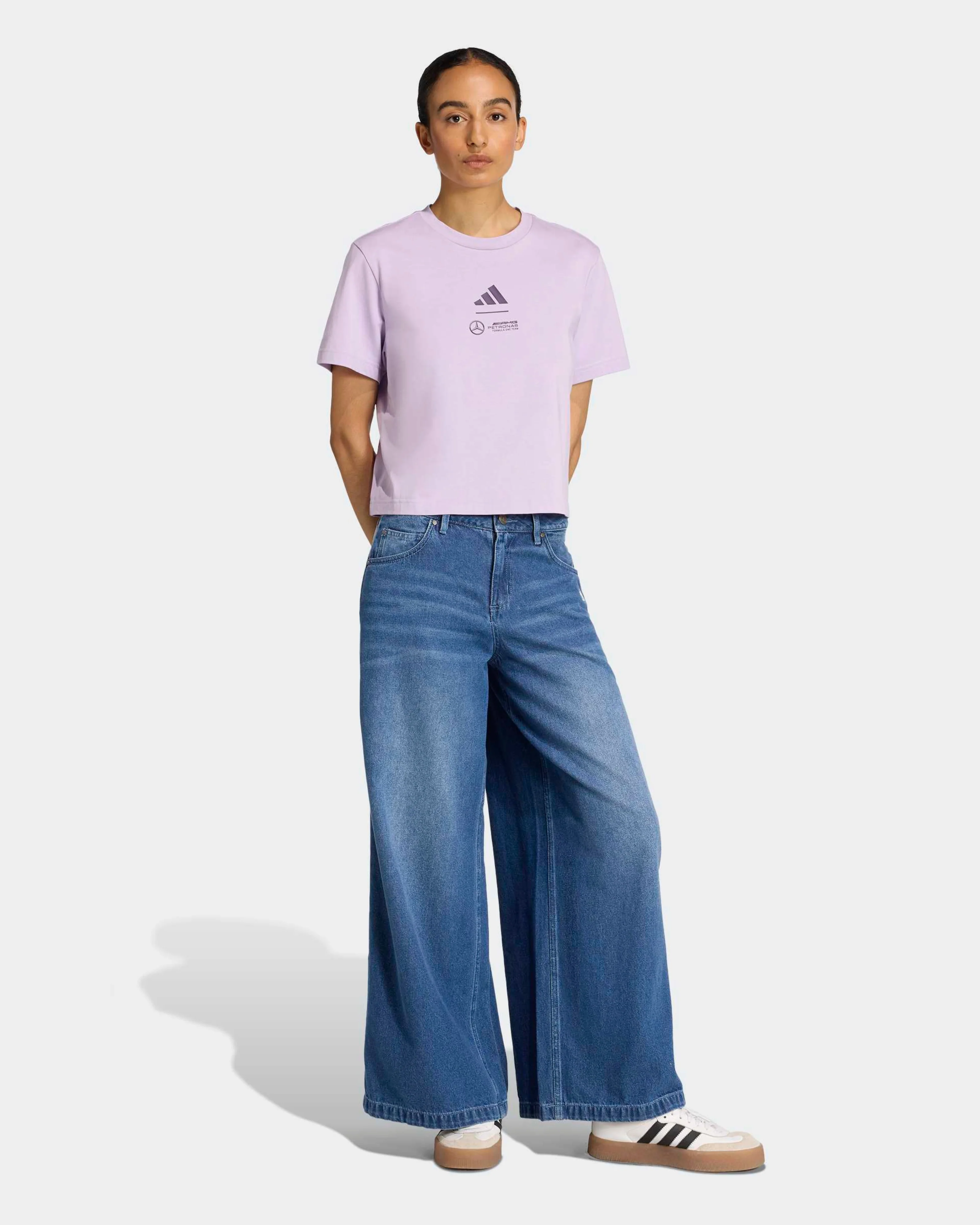 Womens Premium Woven Crop T-shirt Purple - Image 4