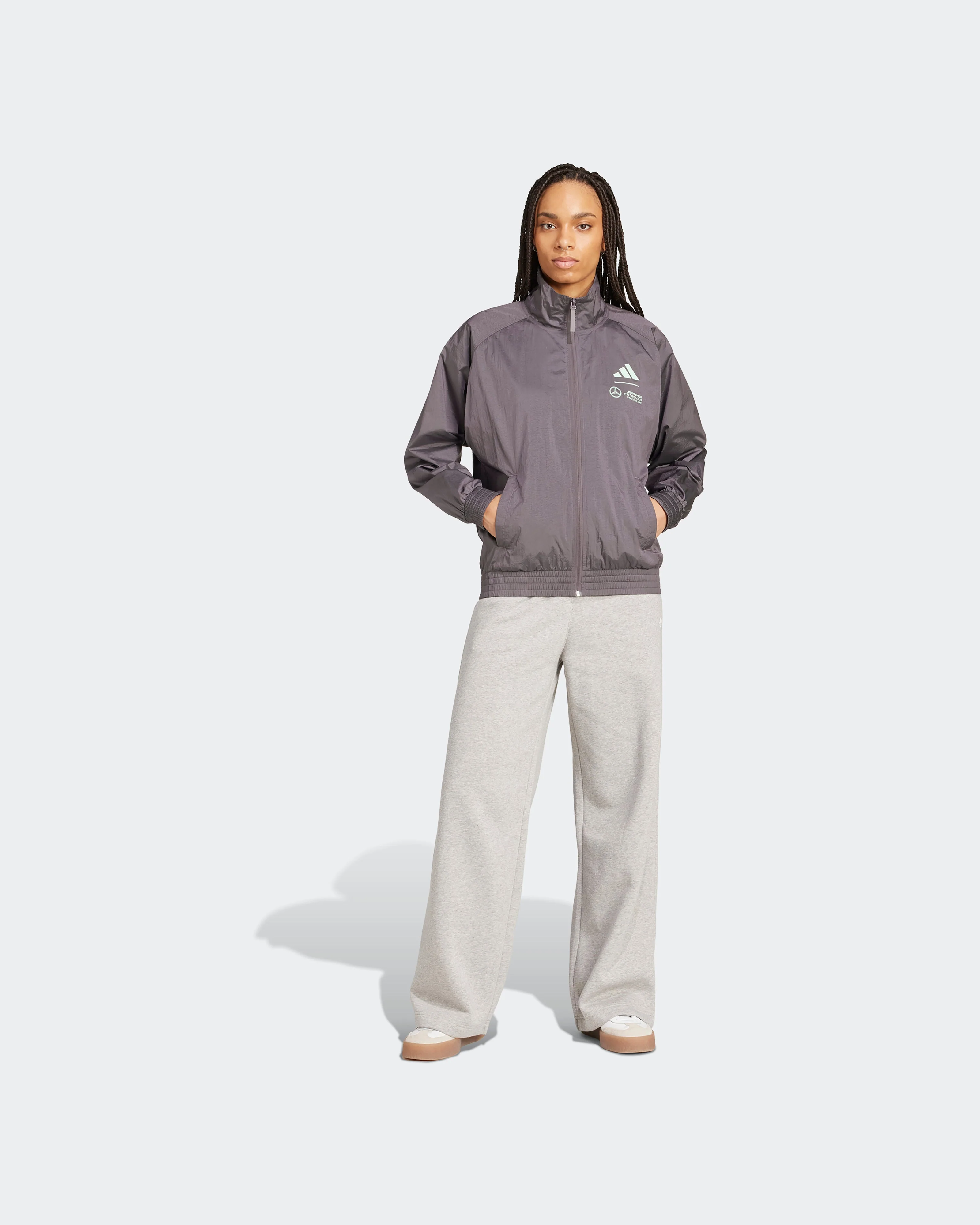 Womens Premium Woven Track Top Grey - Image 4