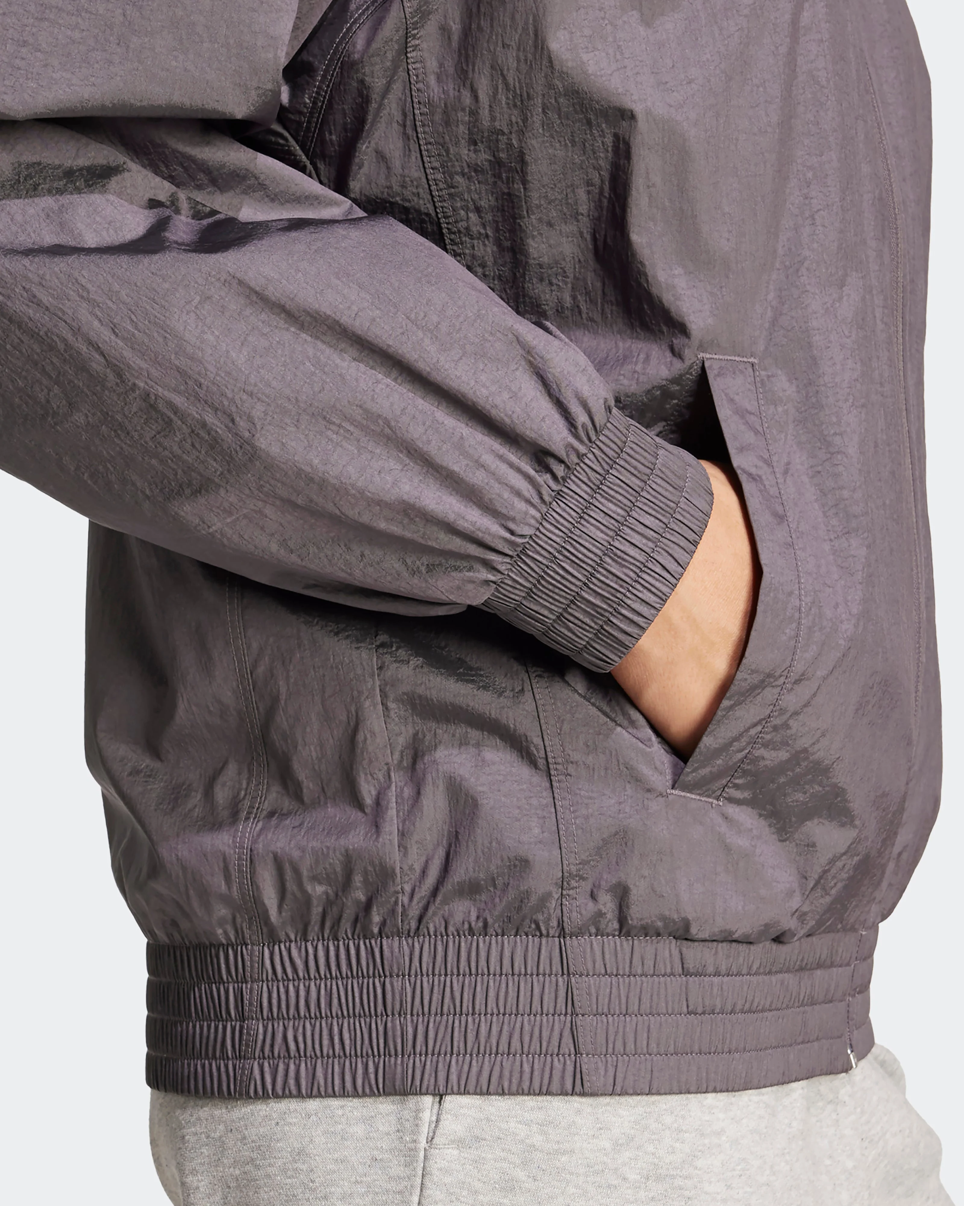 Womens Premium Woven Track Top Grey - Image 5